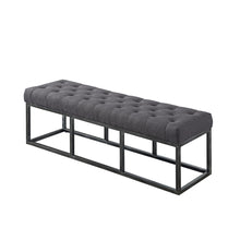 Load image into Gallery viewer, 24KF Upholstered Tufted Long Bench with Metal Frame Leg, Ottoman with Padded Seat-Dark Gray