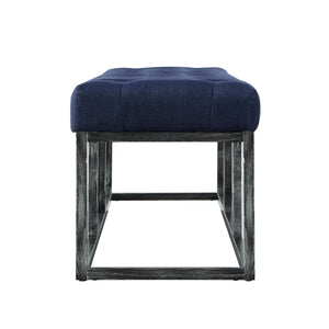 24KF 48 Inch  Upholstered Tufted Long Bench with Metal Frame Leg, Ottoman with Padded Seat-Navy Blue