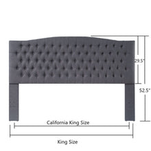 Load image into Gallery viewer, 24KF Upholstered Button Tufted Headboard is Comfortable and Classical/California King Size- Dark Gray
