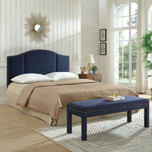 Load image into Gallery viewer, 24KF Upholstered Bed Bench with Nail Head Trim -Navy Blue