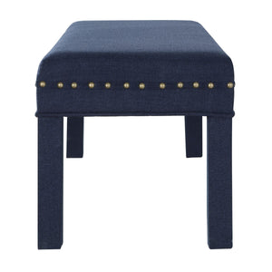 24KF Upholstered Bed Bench with Nail Head Trim -Navy Blue