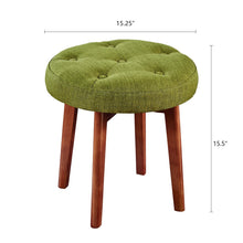 Load image into Gallery viewer, 24KF Linen Tufted Round Ottoman with Solid Wood Leg, Upholstered Padded Stool - Lime …
