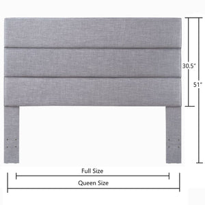 24KF Palisades Upholstered Headboard is Comfortable and on Style Queen/Full Size-Light Gray