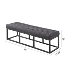Load image into Gallery viewer, 24KF Upholstered Tufted Long Bench with Metal Frame Leg, Ottoman with Padded Seat-Dark Gray