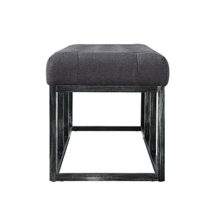 24KF Upholstered Tufted Long Bench with Metal Frame Leg, Ottoman with Padded Seat-Dark Gray