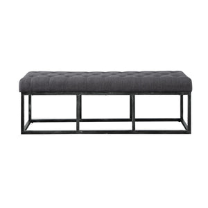 24KF 48 Inch Upholstered Tufted Long Bench with Metal Frame Leg,  Bench with Padded Seat-Dark Gray
