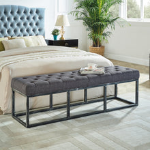 Load image into Gallery viewer, 24KF 48 Inch Upholstered Tufted Long Bench with Metal Frame Leg,  Bench with Padded Seat-Dark Gray