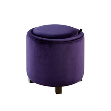 Load image into Gallery viewer, 24KF Upholstered Velvet Round Storage Ottoman with Solid Wood Leg, Comfortable Pouf Ottoman for footrest - Purple