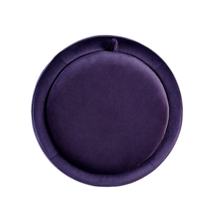 24KF Upholstered Velvet Round Storage Ottoman with Solid Wood Leg, Comfortable Pouf Ottoman for footrest - Purple