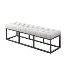 Load image into Gallery viewer, 24KF Upholstered Tufted Long Bench with Metal Frame Leg, Ottoman with Padded Seat-Pearl