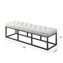 Load image into Gallery viewer, 24KF Upholstered Tufted Long Bench with Metal Frame Leg, Ottoman with Padded Seat-Pearl