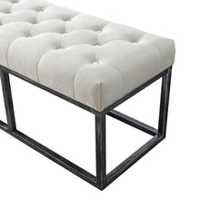 Load image into Gallery viewer, 24KF Upholstered Tufted Long Bench with Metal Frame Leg, Ottoman with Padded Seat-Ivory