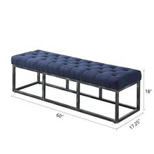 Load image into Gallery viewer, Upholstered Tufted Long Bench with Metal Frame Leg, Ottoman with Padded Seat-Navy Blue