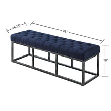 Load image into Gallery viewer, 24KF 48 Inch  Upholstered Tufted Long Bench with Metal Frame Leg, Ottoman with Padded Seat-Navy Blue