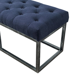 24KF 48 Inch  Upholstered Tufted Long Bench with Metal Frame Leg, Ottoman with Padded Seat-Navy Blue