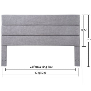 24KF Palisades Upholstered King Headboard is Comfortable and on Style King/California King Size-Light Gray