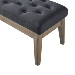 24KF Velvet Upholstered Tufted Bench with Solid Wood Leg,Ottoman with Padded Seat-Midnight