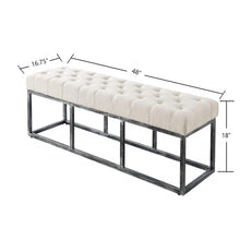 Load image into Gallery viewer, 24KF 48inch Upholstered Tufted Long Bench with Metal Frame Leg, Ottoman with Padded Seat-Ivory