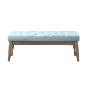 24KF Velvet Upholstered Tufted Bench with Solid Wood Leg,Ottoman with Padded Seat-Seaglass