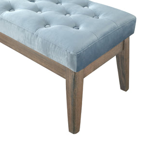 24KF Velvet Upholstered Tufted Bench with Solid Wood Leg,Ottoman with Padded Seat-Seaglass