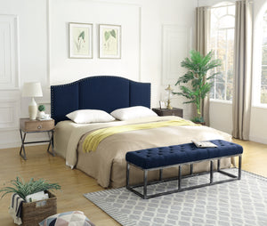24KF Middle Century Headboard Upholstered Tufted Copper Nails King/California King-Navy Blue …