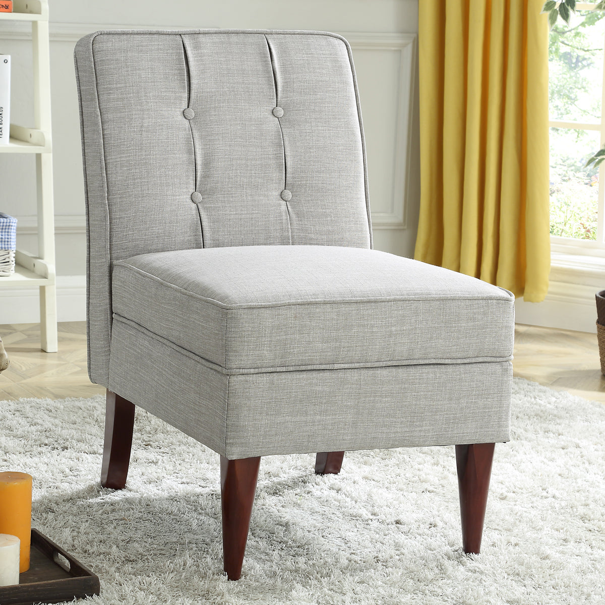 Grey button back discount chair