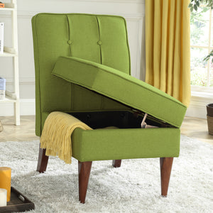 24KF Accent Chair with Storage Modern Design Button Back -Green
