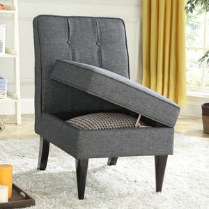 24KF Accent Chair with Storage Modern Design Button Back -Dark Gray