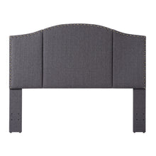 Load image into Gallery viewer, 24KF Middle Century Dark Grey Linen Upholstered Tufted Copper Nails  Queen/Full headboard -Dark Gray