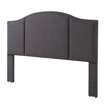 Load image into Gallery viewer, 24KF Middle Century Headboard Upholstered Tufted Copper Nails Around Camelback Curve Headboard King/California King-Dark Gray
