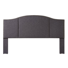 Load image into Gallery viewer, 24KF Middle Century Headboard Upholstered Tufted Copper Nails Around Camelback Curve Headboard King/California King-Dark Gray