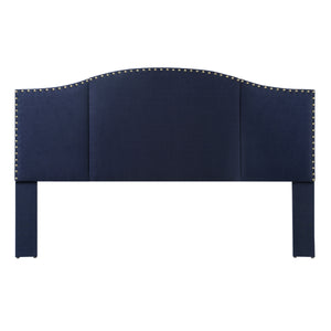 24KF Middle Century Headboard Upholstered Tufted Copper Nails King/California King-Navy Blue …