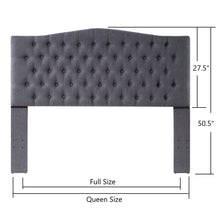 Load image into Gallery viewer, 24KF Upholstered Button Tufted Headboard is Comfortable and Classical Queen/Full Size- Dark Gray