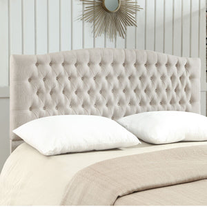 24KF Upholstered Button Tufted Headboard is Comfortable and Classical King/California King Size- Ivory