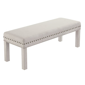 24KF Upholstered Bed Bench with Nail Head Trim -Ivory