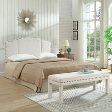 Load image into Gallery viewer, 24KF Upholstered Bed Bench with Nail Head Trim -Ivory