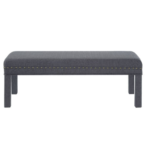 24KF Upholstered Bed Bench with Nail Head Trim -Dark Gray