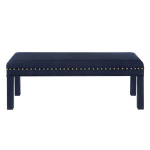 24KF Upholstered Bed Bench with Nail Head Trim -Navy Blue