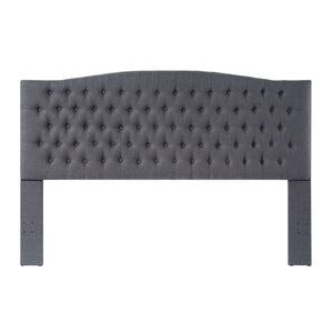 24KF Upholstered Button Tufted Headboard is Comfortable and Classical/California King Size- Dark Gray
