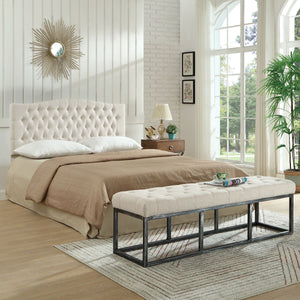 24KF Upholstered Button Tufted Headboard is Comfortable and Classical Queen/Full Size-Ivory