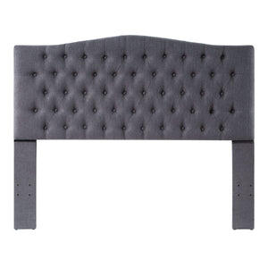 24KF Upholstered Button Tufted Headboard is Comfortable and Classical Queen/Full Size- Dark Gray