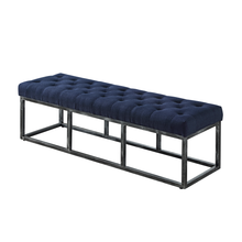 Load image into Gallery viewer, Upholstered Tufted Long Bench with Metal Frame Leg, Ottoman with Padded Seat-Navy Blue