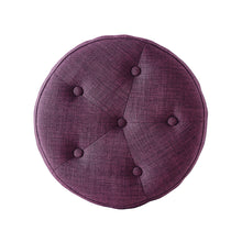 Load image into Gallery viewer, 24KF Linen Tufted Round Ottoman with Solid Wood Leg, Upholstered Padded Stool - Eggplant …