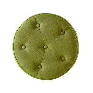 24KF Linen Tufted Round Ottoman with Solid Wood Leg, Upholstered Padded Stool - Lime …