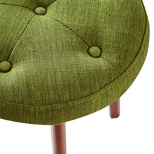 Load image into Gallery viewer, 24KF Linen Tufted Round Ottoman with Solid Wood Leg, Upholstered Padded Stool - Lime …