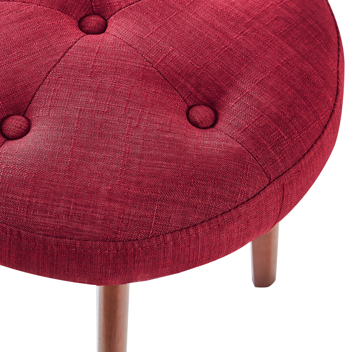 12.4'' Wide Round Footstool Ottoman Latitude Run Body Fabric: Orange Linen